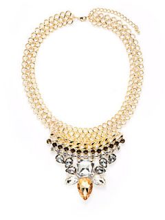 Jewel & Chain Bib Necklace   Gold