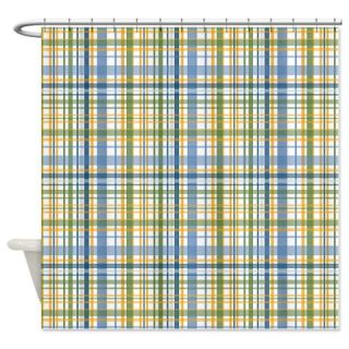  Blue Green Yellow Plaid Print Shower Curtain  Use code FREECART at Checkout
