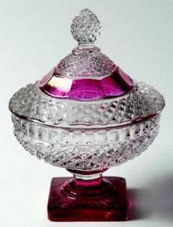 Westmoreland Waterford Ruby Bowl Candy Dish with Lid   Stem #1932, Ruby On Cryst