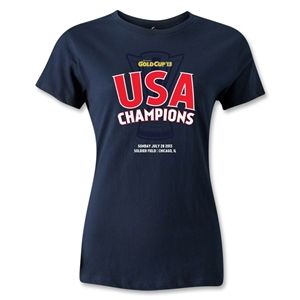 hidden USA CONCACAF Gold Cup 2013 Champions Womens T Shirt (Navy)