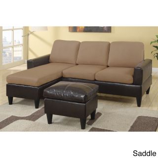 Dunkirk Sectional Couch In 2 Tone Microfiber   Faux Leather
