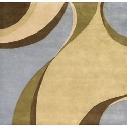 Hand tufted Waves Multicolor Wool Rug (6 X 6)