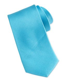 Solid Bias Ribbed Silk Tie, Aqua