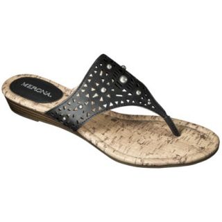 Womens Merona Elisha Perforated Studded Sandals   Black 6.5