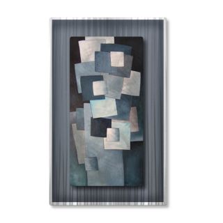 Lili Vanderlaan Grey Squares Metal Wall Art