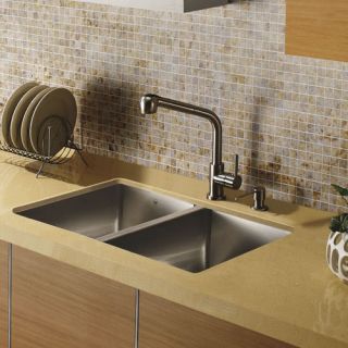 Vigo Industries VG15028 Kitchen Sink Set, Undermount Faucet amp; Dispenser Stainless Steel