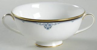 Royal Doulton Princeton Footed Cream Soup Bowl, Fine China Dinnerware   Blue Scr