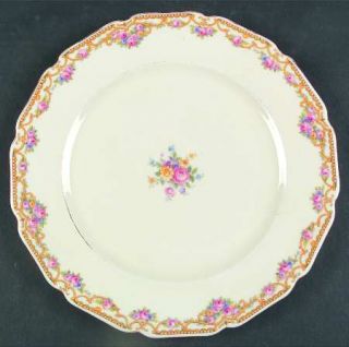 Thomas Eugenia Dinner Plate, Fine China Dinnerware   Floral Sprays,Mustard Scrol