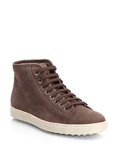 Tods Suede High Top Sneakers   Stone