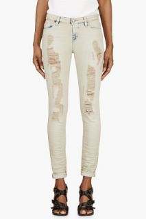 Iro Light Beige Shredded Nash Jeans