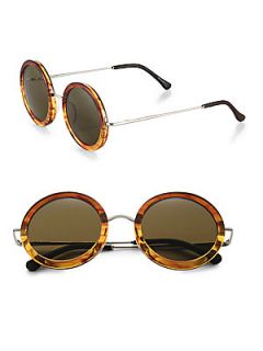 The Row Round Plastic & Metal Sunglasses   Light Brown