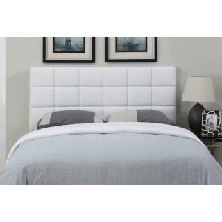 White Leather Full/ Queen size Square Tufted Headboard