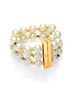 Tory Burch Tilde Multi Strand Bracelet   Ivory Pearl