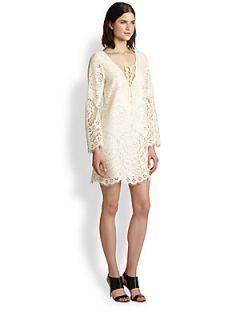 Twelfth Street by Cynthia Vincent Lace Up Lace Dress   Cream
