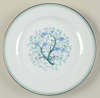 Noritake Granada Salad Plate, Fine China Dinnerware   Blue Flowers On Teal/Purpl