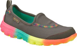 Girls Skechers GOwalk 2 Swooners   Gray/Multi Casual Shoes