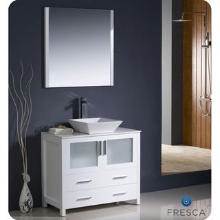 Fresca Torino 36 inch White Modern Bathroom Vanity With Vessel Sink