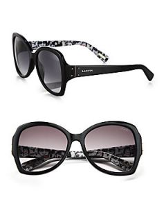 Lanvin Oversized Round Butterfly Sunglasses   Black