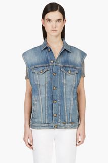 R13 Blue Faded Oversized Denim Vest