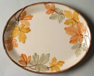 Franciscan October 11 Oval Serving Platter, Fine China Dinnerware   Brown & Yel
