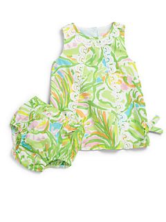 Lilly Pulitzer Kids Infants Two Piece Lilly Lace Shift & Bloomers Set   Green 