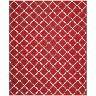 Safavieh Hand woven Moroccan Dhurrie Red/ Ivory Wool Rug (9 X 12)