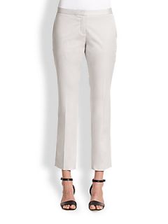 Theory Cropped Stretch Cotton Pants   Cement