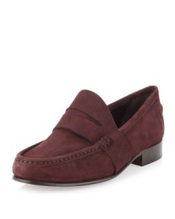 Audrey Suede Penny Loafer, Deep Plum
