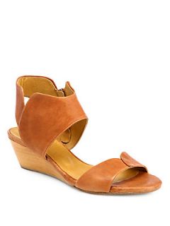 Coclico Kinu Leather Low Wedge Sandals   Tan