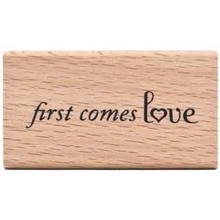 American Crafts Mounted Rubber Stamp 2.25x1.25 first Comes Love