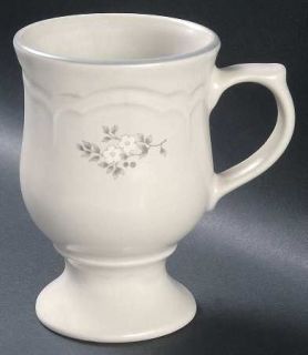 Pfaltzgraff Heirloom Pedestal Mug, Fine China Dinnerware   Gray&White Flowers,Sc