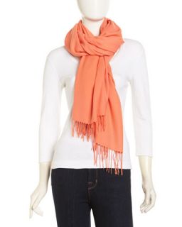 Twisted Fringe Soft Knit Scarf, Coral