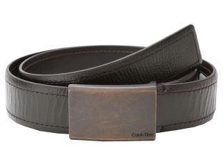 Calvin Klein 35mm Feather Edge w/ Plaque Mens Belts (Brown)