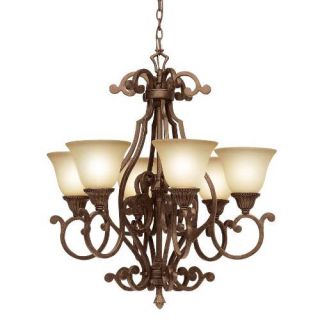 Kichler 2216TZG Transitional 6 Light Fixture Tannery Bronze w/ Gold Accent