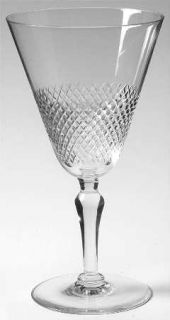 Unknown Crystal Unk5204 Water Goblet   Cut Criss Cross On Bowl, Bulbous Stem