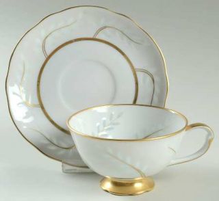 Seyei Pearl Rice (Scalloped Edge) Footed Cup & Saucer Set, Fine China Dinnerware