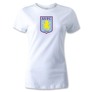 hidden Aston Villa Womens Distressed T Shirt (White)