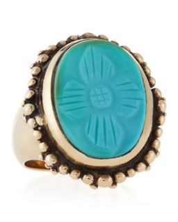 Carved Oval Turquoise Ring