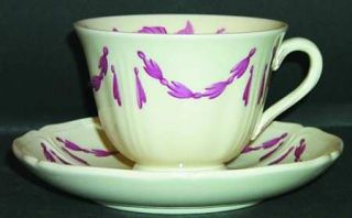 Wedgwood Williamsburg Husk Footed Cup & Saucer Set, Fine China Dinnerware   Pink