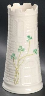 Belleek Pottery (Ireland) Shamrock 7 Castle Vase, Fine China Dinnerware   Baske