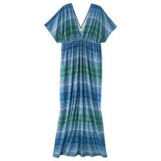 Merona Womens Plus Size Short Sleeve Maxi Dress   Blue/Green 2