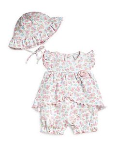 Kissy Kissy Infants Three Piece Summer Splendor Hat, Top & Bloomers   Pink