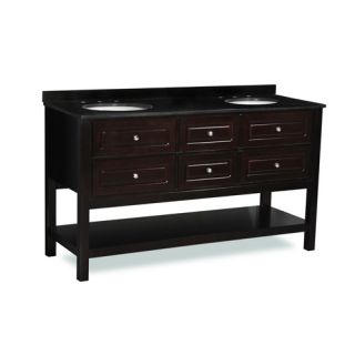 Belmont Decor DT3D460 Bathroom Vanity, Oxford 60 Double Sink, 4 Dovetail Drawer, Natural Marble Counter Espresso