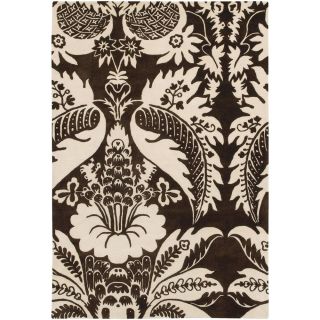 Thomaspaul Brown Oriental floral motif Hand tufted New Zealand wool Rug (79 Round)