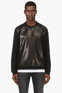 Blk Dnm Black Leather Front Sweatshirt