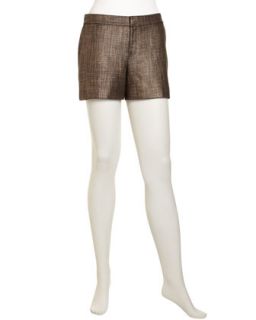 Alexa Metallic Tweed Shorts, Black/Gold
