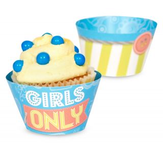 Girls Only Party Reversible Cupcake Wrappers