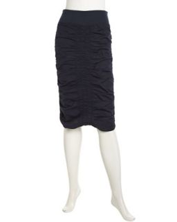 Ruched Panel Stretch Skirt, Navy