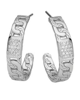 Pave Diamond Chain Hoop Earrings