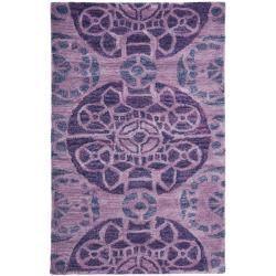 Handmade Chatham Treasures Purple New Zealand Wool Rug (26 X 4)